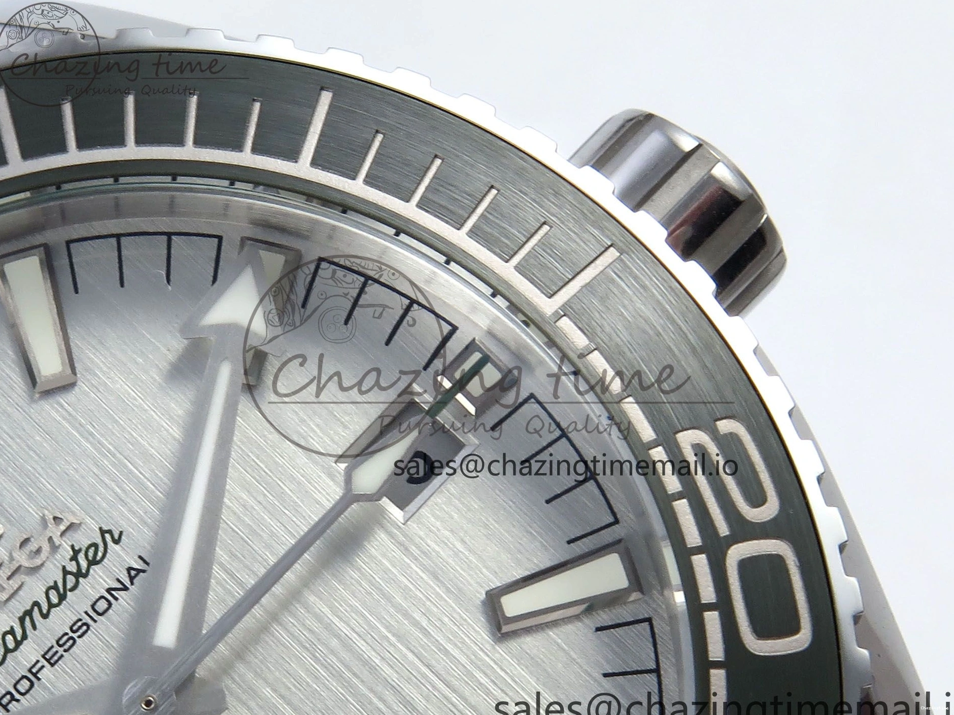 0401 Bold Seamaster Planet Ocean 600M 43.5mm SS SCF 1:1 Best Edition Green Bezel Gray Dial on Green Rubber Strap A8900 Super Clone 7666